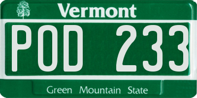 VT license plate POD233