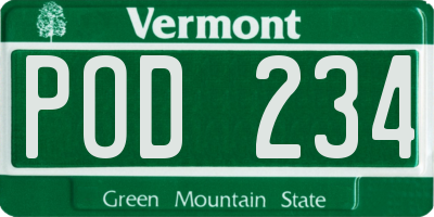 VT license plate POD234