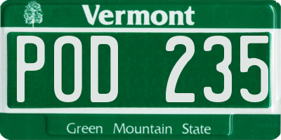 VT license plate POD235
