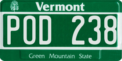 VT license plate POD238