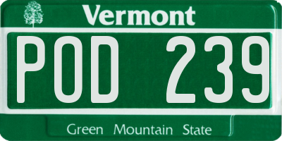 VT license plate POD239