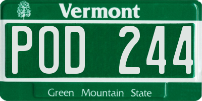 VT license plate POD244
