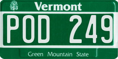 VT license plate POD249