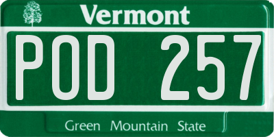 VT license plate POD257