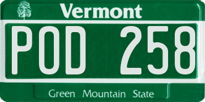 VT license plate POD258