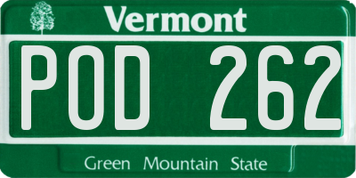 VT license plate POD262