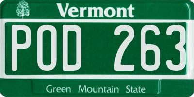 VT license plate POD263