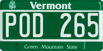 VT license plate POD265