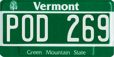 VT license plate POD269