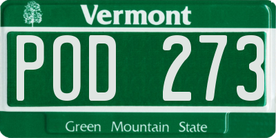 VT license plate POD273