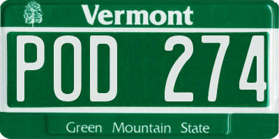 VT license plate POD274