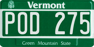 VT license plate POD275