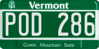 VT license plate POD286