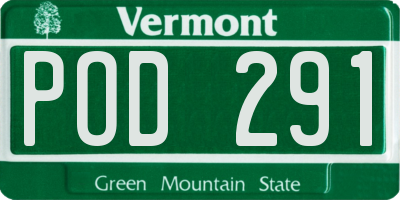 VT license plate POD291