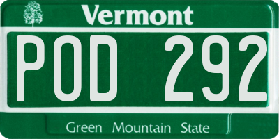 VT license plate POD292