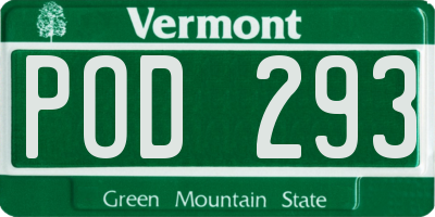 VT license plate POD293