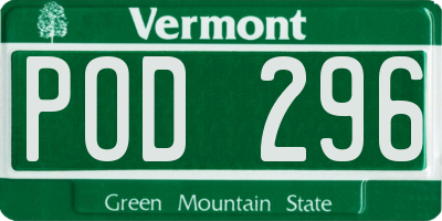 VT license plate POD296