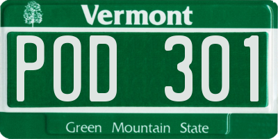VT license plate POD301