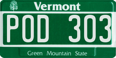 VT license plate POD303