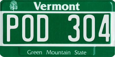 VT license plate POD304