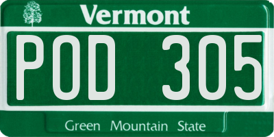 VT license plate POD305