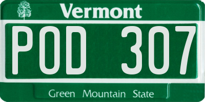 VT license plate POD307