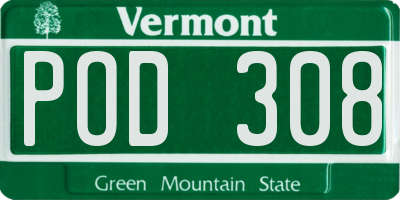 VT license plate POD308