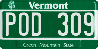 VT license plate POD309
