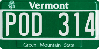 VT license plate POD314