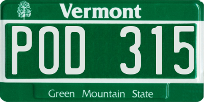 VT license plate POD315
