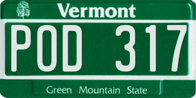 VT license plate POD317