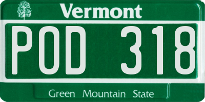 VT license plate POD318