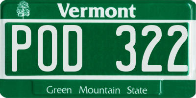VT license plate POD322