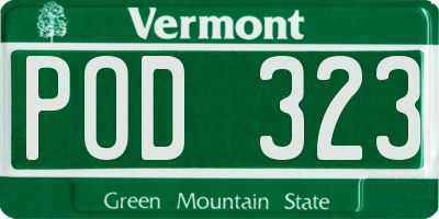 VT license plate POD323