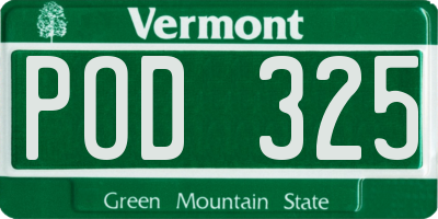 VT license plate POD325