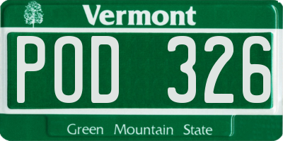 VT license plate POD326