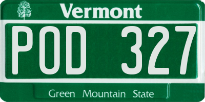 VT license plate POD327