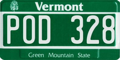 VT license plate POD328