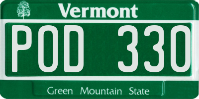 VT license plate POD330