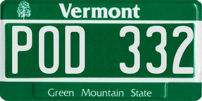 VT license plate POD332