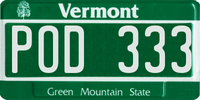 VT license plate POD333