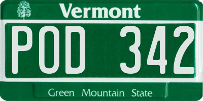 VT license plate POD342