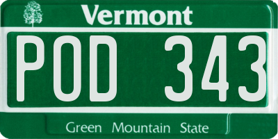 VT license plate POD343
