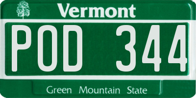 VT license plate POD344
