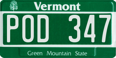 VT license plate POD347
