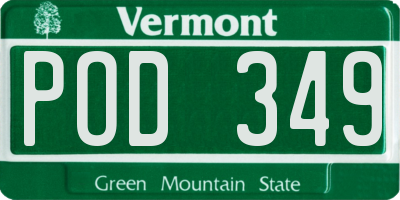 VT license plate POD349