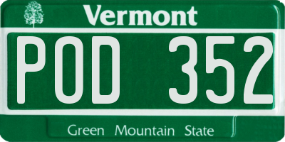 VT license plate POD352