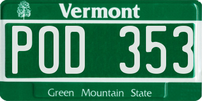 VT license plate POD353