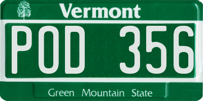 VT license plate POD356