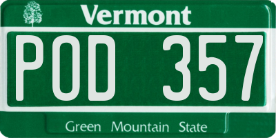 VT license plate POD357